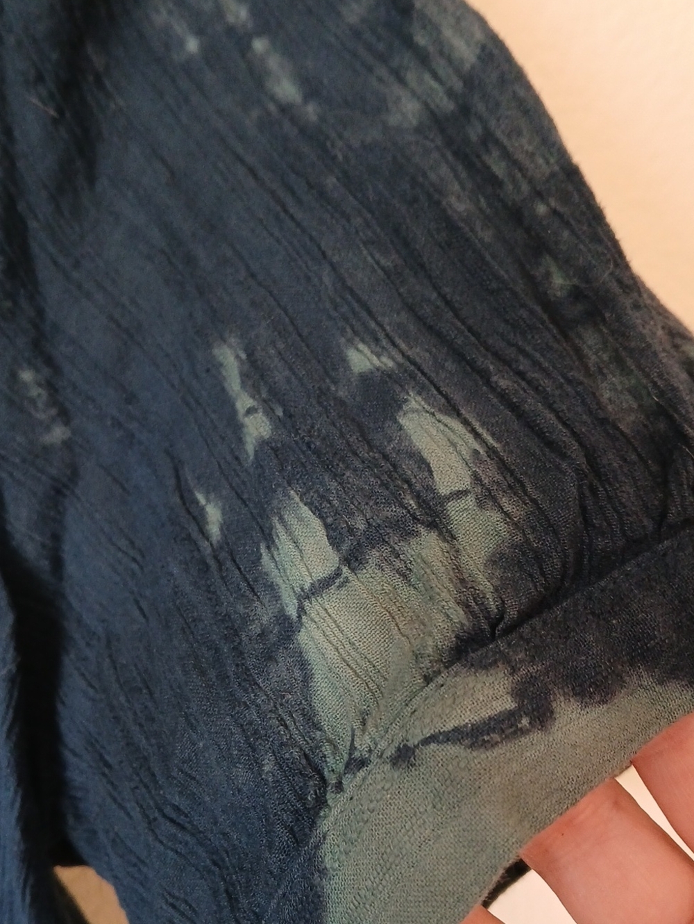 J. Jill Pure Jill Blue Cotton Tie Dye Short Sleeve Shirt - Picture 4 of 5